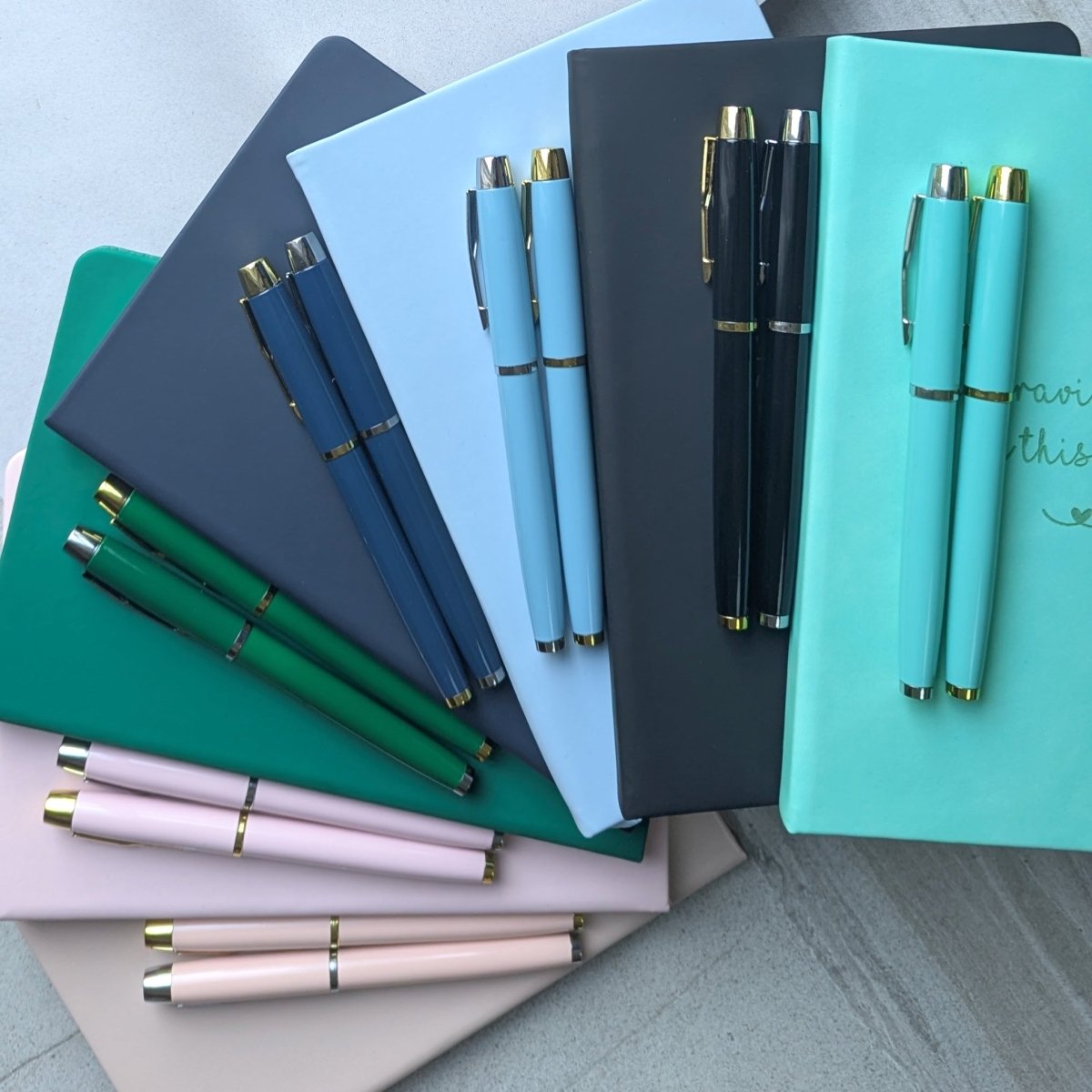 Job Promotion Personalised Notebook and Pen - NBK - 025 - BLU - The Self - care Journal co