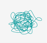 A messy scribble line drawing