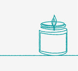 A lit candle line drawing