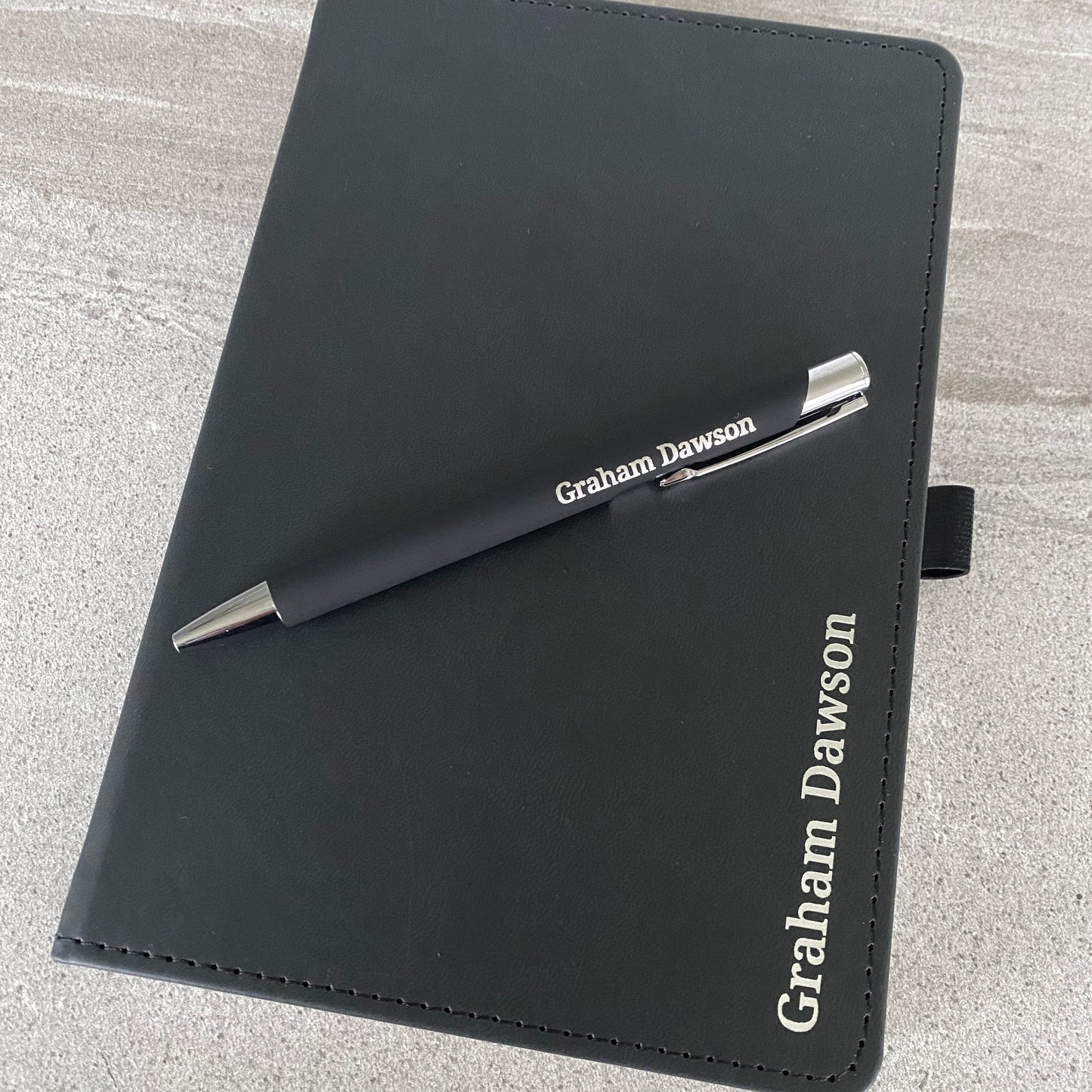 Custom Faux Leather Notebook With Matching Engraved Pen