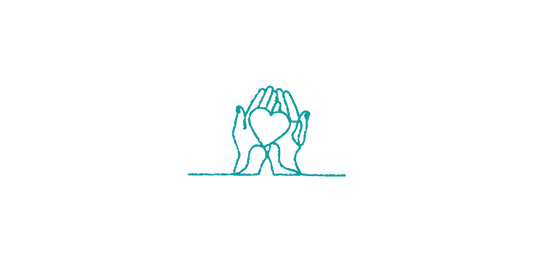 Hands holding a heart line drawing