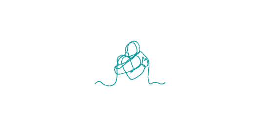 A line drawing of 2 people hugging