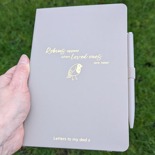 Robins Appear Grief Notebook with Matching Pen