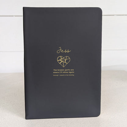 Personalised Divorce Journal - Kintsugi Design - NBK-031-BLK - The Self - care Journal co