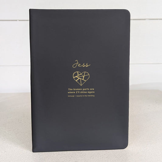 Personalised Divorce Journal - Kintsugi Design - NBK-031-BLK - The Self - care Journal co