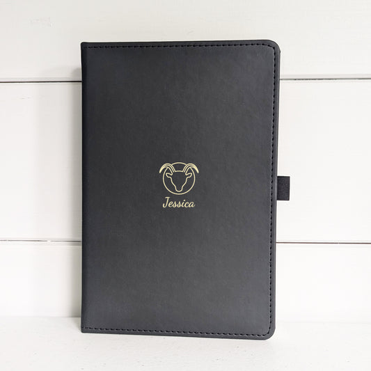 Vegan Leather Personalised Capricorn Zodiac Birthday Journal