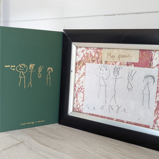 Father's Day Childs Own Drawing Personalised Gift Notebook and Pen