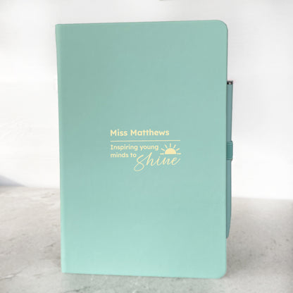 Personalised Teacher or Student Teacher Notebook With Matching Pen