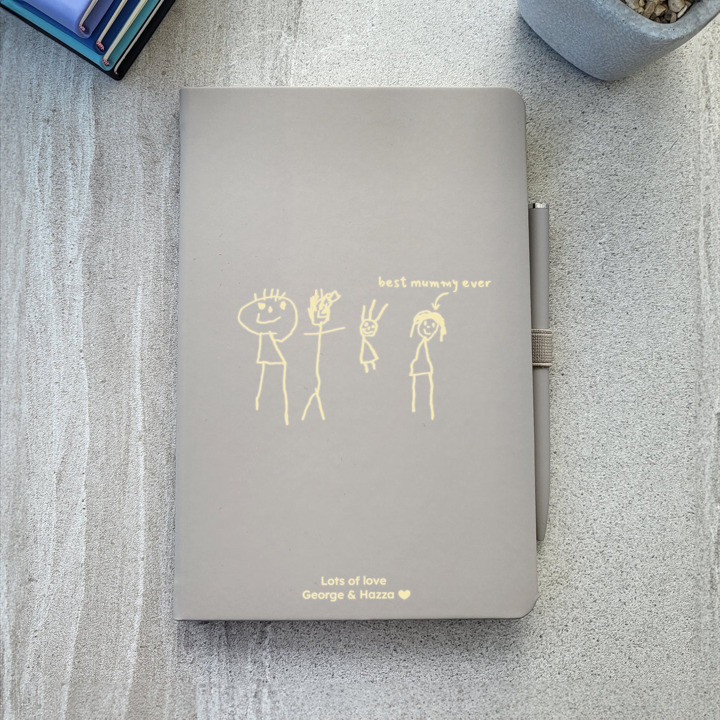 Mother's Day Childs Own Drawing Personalised Gift Notebook and Pen