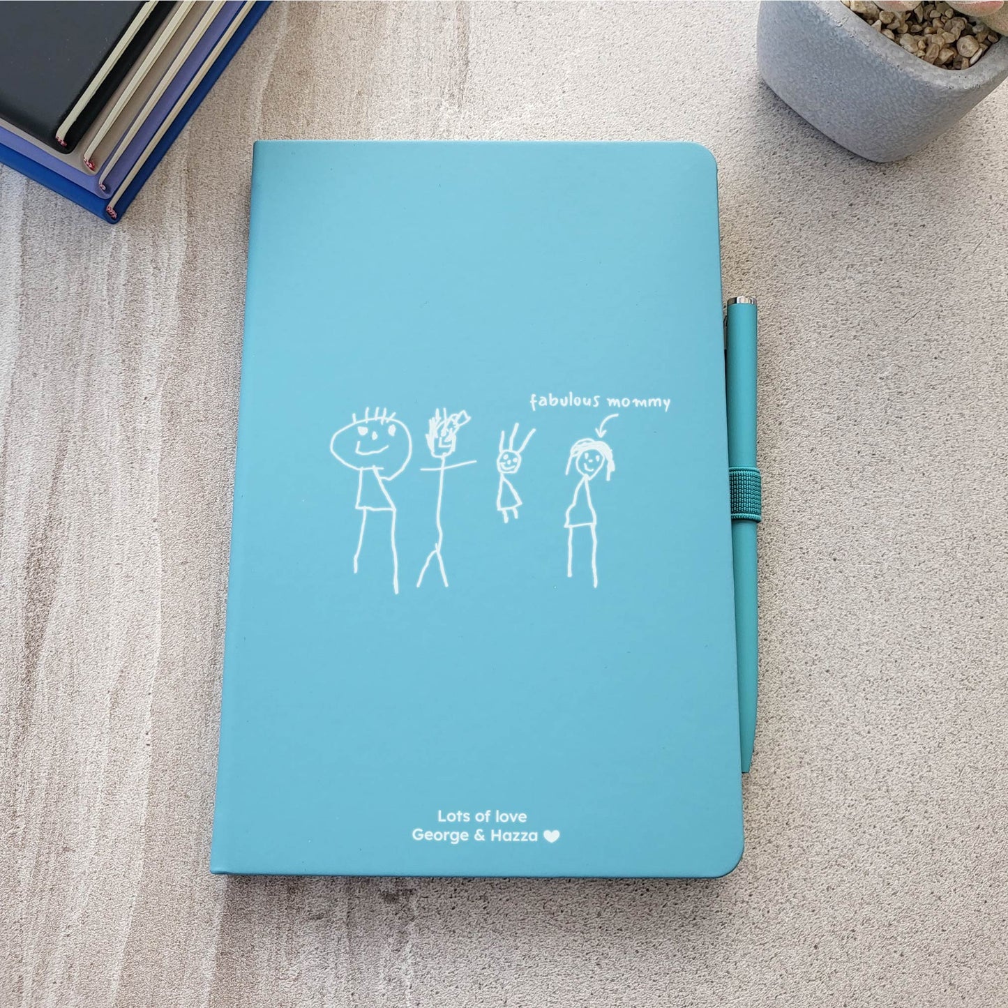 Mother's Day Childs Own Drawing Personalised Gift Notebook and Pen