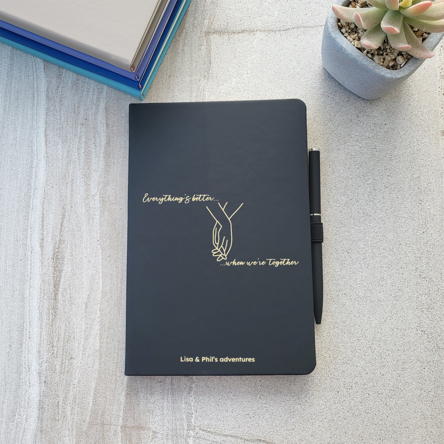 Personalised Couple's Notebook With Matching Pen