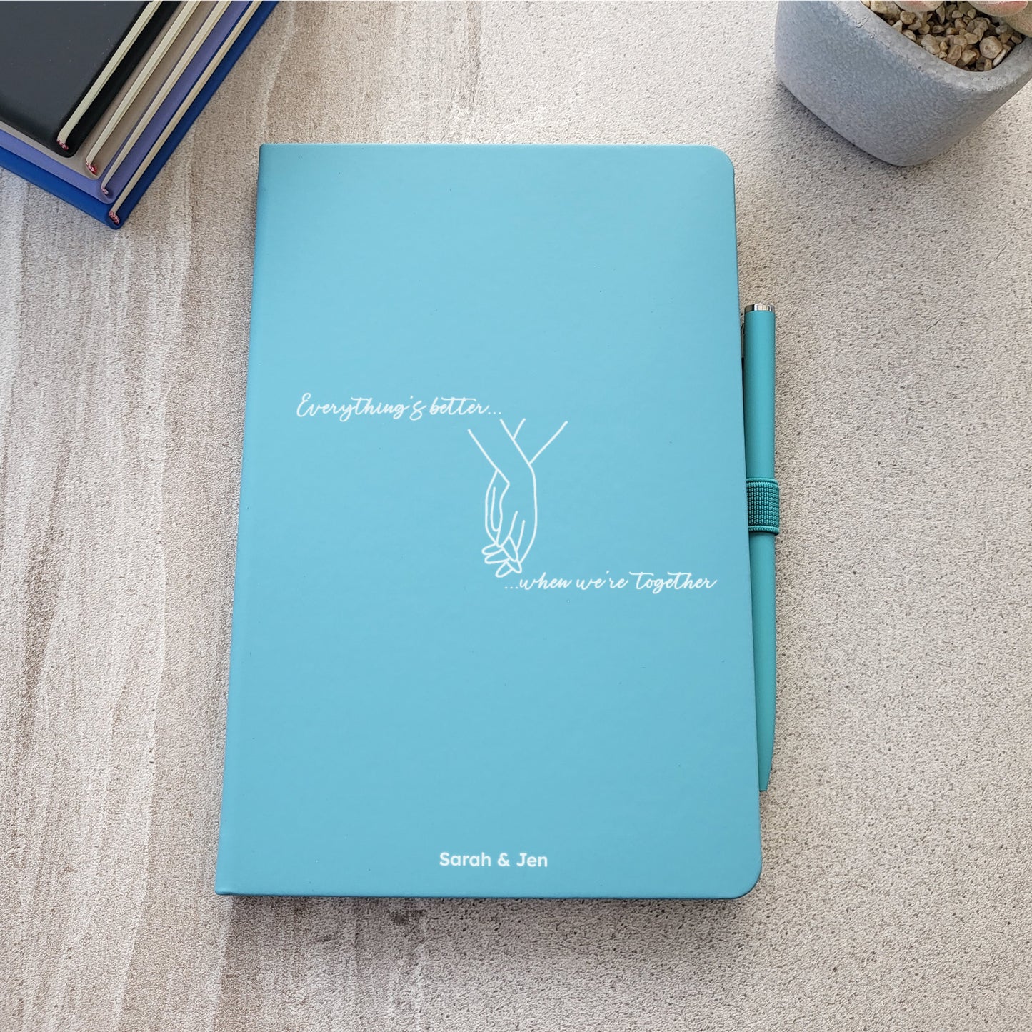 Personalised Couple's Notebook With Matching Pen