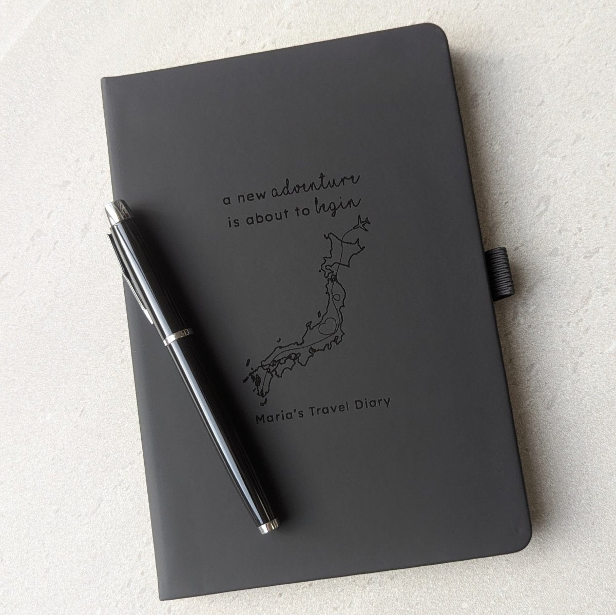 Personalised A5 Travel Journal Gift - NBK - 006 - BLK - The Self - care Journal co