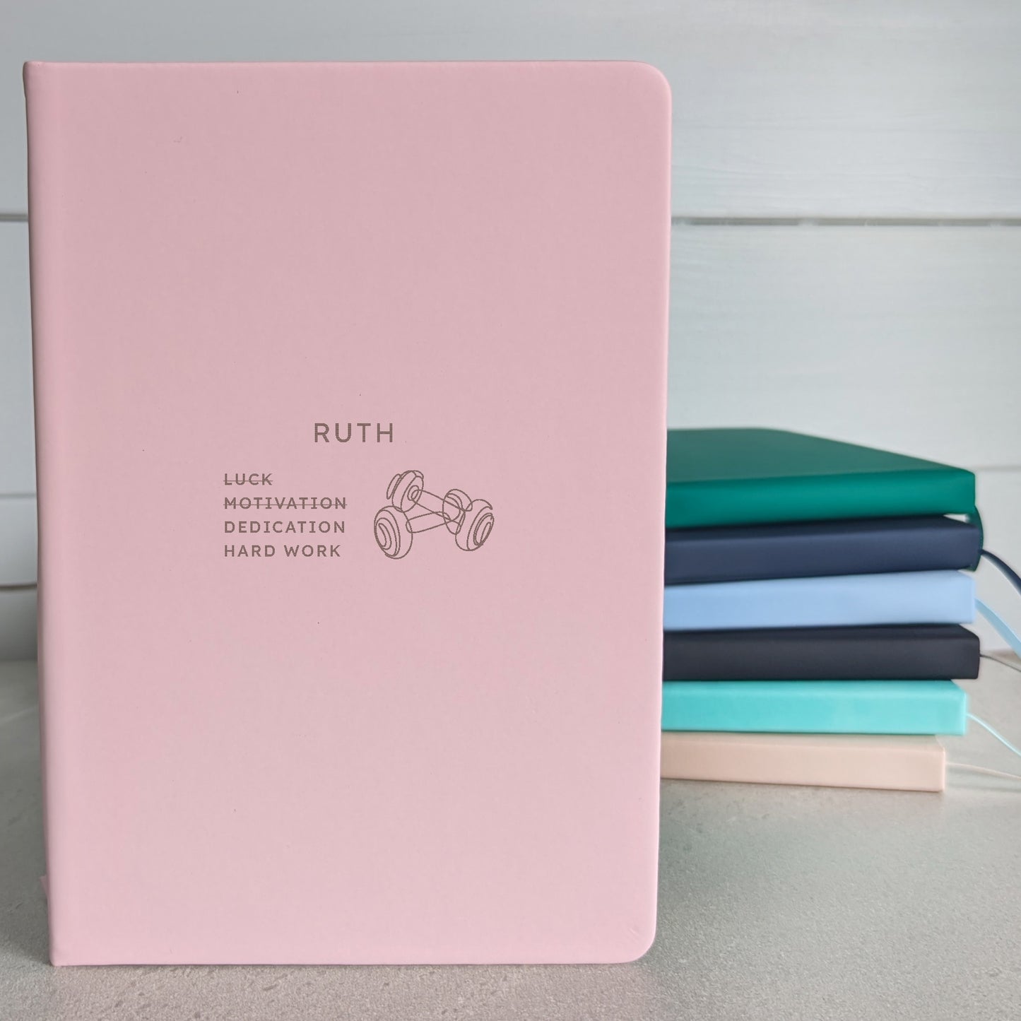 Personalised Sports Challenge Journal -  Blue-Green-Dark navy blue-Pink-Black 