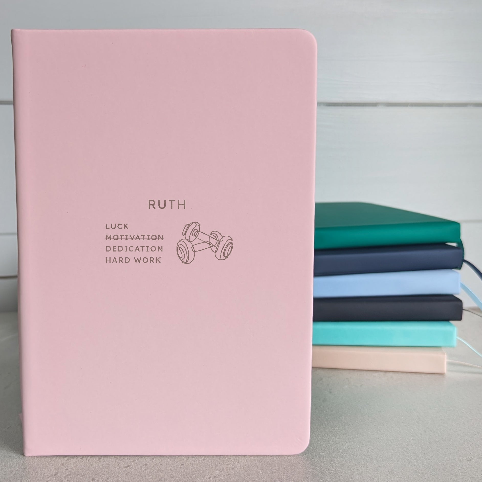 Personalised Sports Challenge Journal -  Blue-Green-Dark navy blue-Pink-Black 