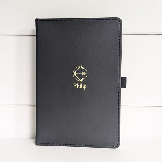 Vegan Leather Personalised Sagittarius Zodiac Birthday Journal