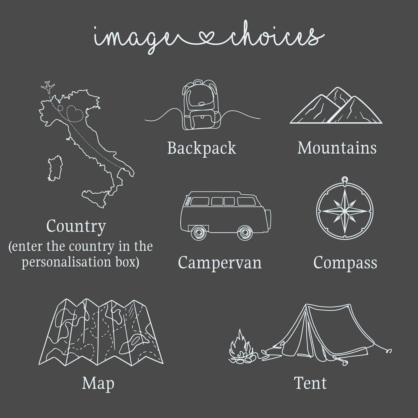 Personalised A5 Travel Journal Gift -  Dark navy blue / Country-Dark navy blue / Backpack-Dark navy blue / Mountains-Dark navy blue / Campervan-Dark navy blue / Compass 