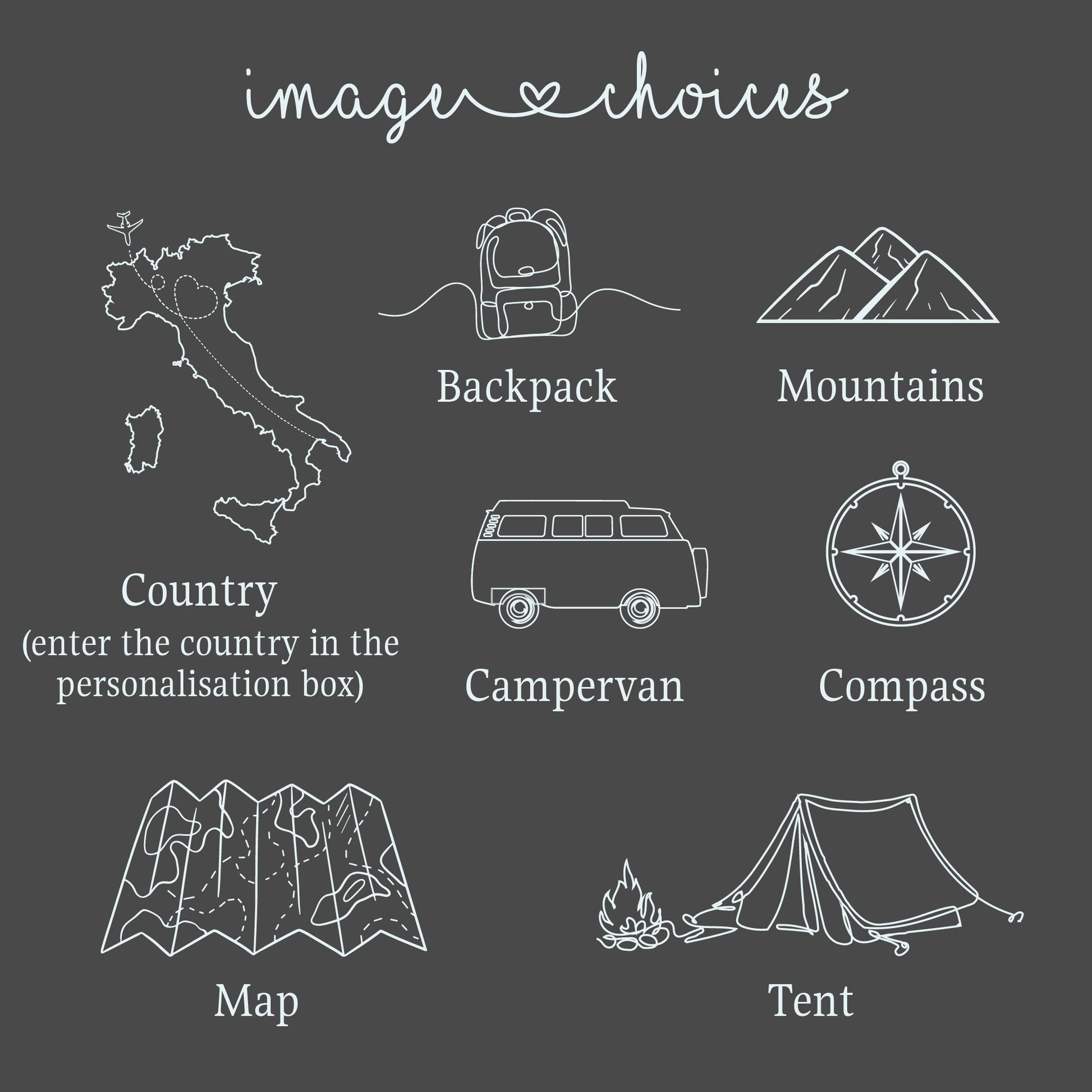 Personalised A5 Travel Journal Gift -  Dark navy blue / Country-Dark navy blue / Backpack-Dark navy blue / Mountains-Dark navy blue / Campervan-Dark navy blue / Compass 