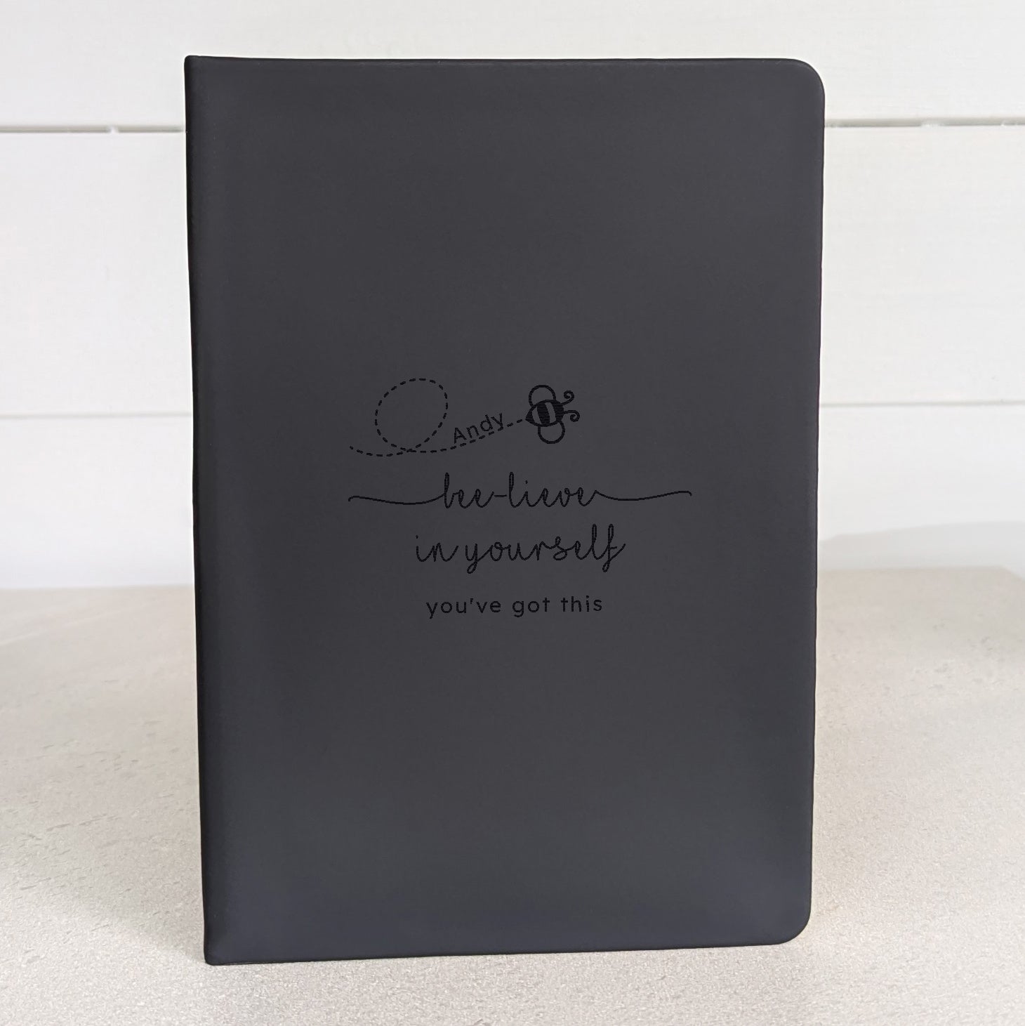 Personalised Bee Notebook and Pen -  Black 