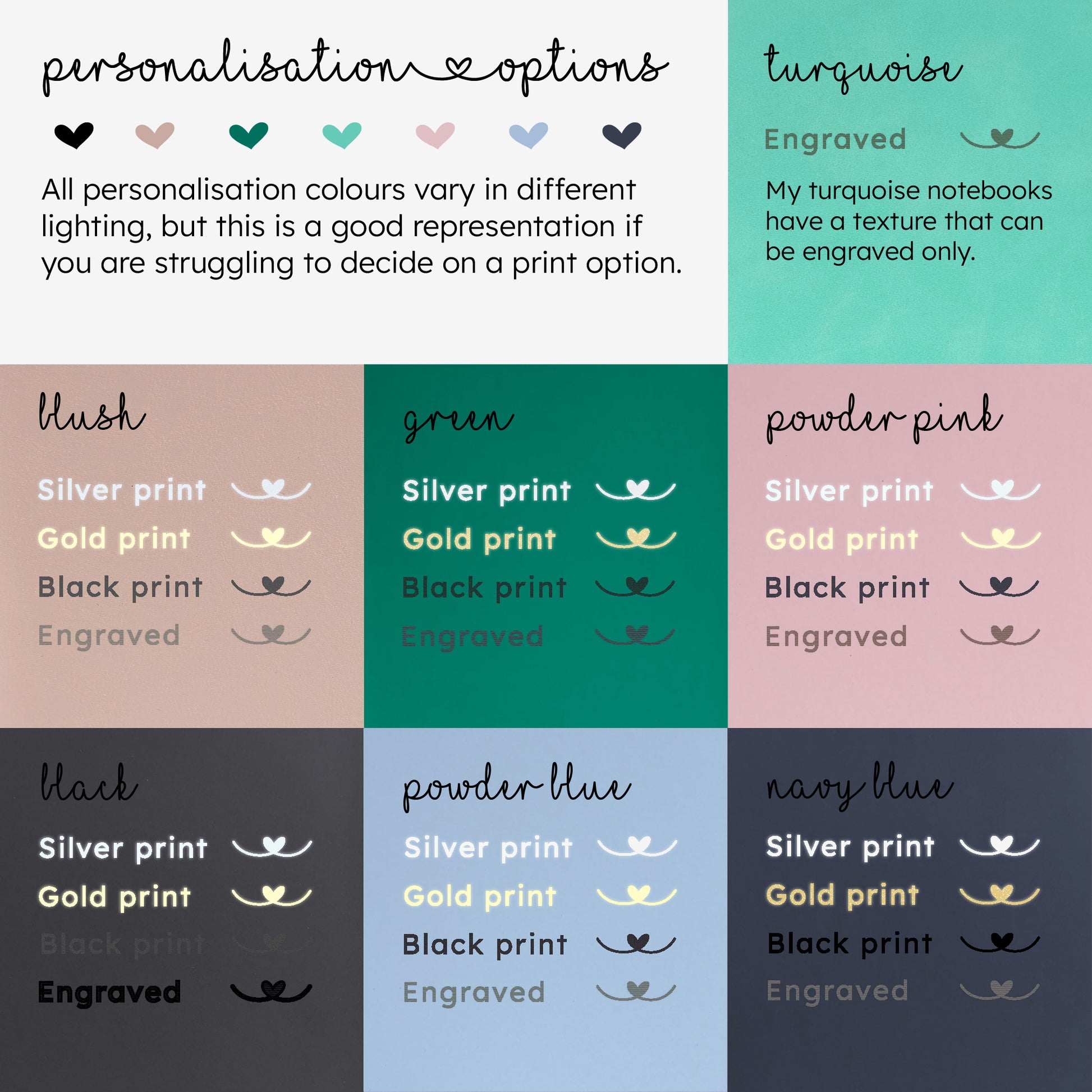 Personalised Nurse Notebook Gift -  Blue-Green-Dark navy blue-Turquoise-Black 