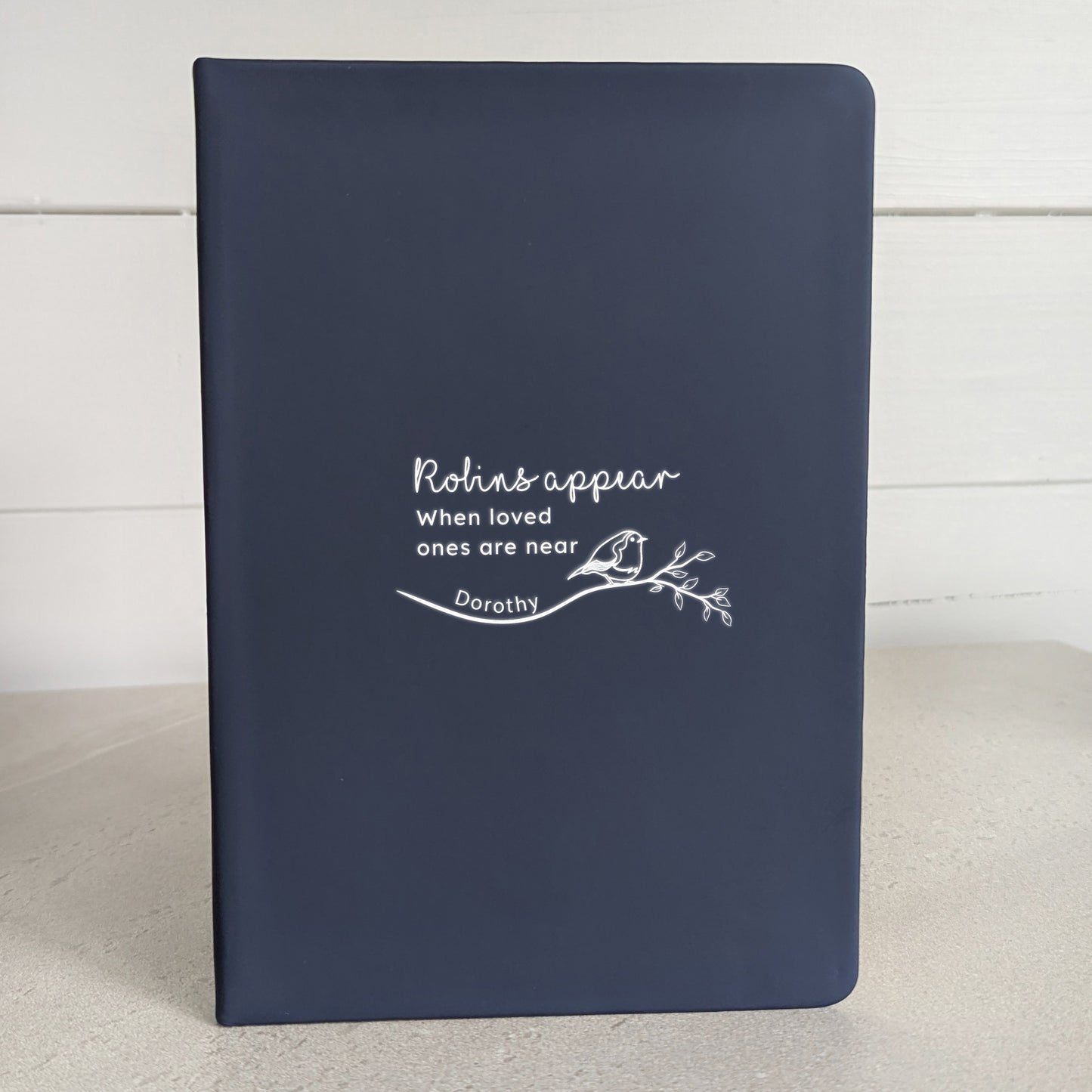 Robins Appear Grief Notebook with Matching Pen -  Blue-Black-Green-Dark navy blue-Blush 