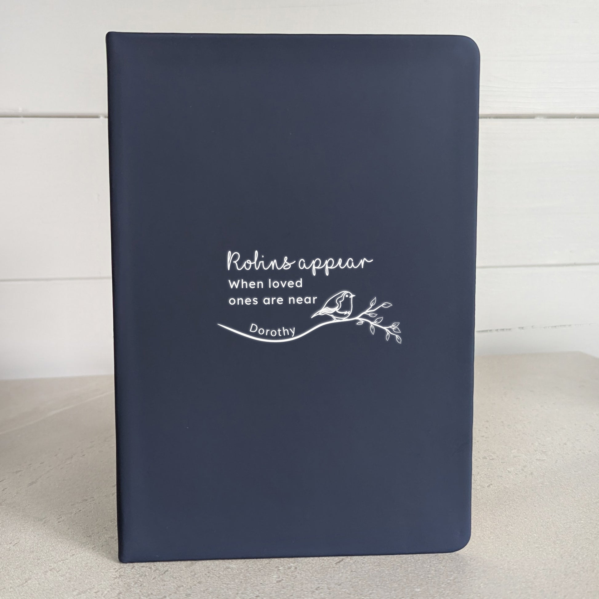 Robins Appear Grief Notebook with Matching Pen -  Blue-Black-Green-Dark navy blue-Blush 