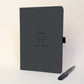 Personalised black keepsake journal with black pen, featuring Dad and All of the things I wish I could tell you in a handwritten font style.