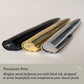 Close-up of the premium metal ballpoint pens included with personalised keepsake journals, shown in black, gold and silver finishes with black ink and bird logo detail.