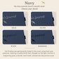 Close-up of a personalised navy A5 keepsake journal showing gold, silver and black foil plus engraved personalisation finish options.