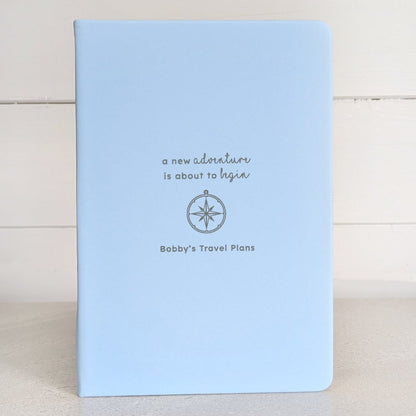 Personalised A5 Travel Journal Gift - NBK - 006 - BLU - The Self - care Journal co