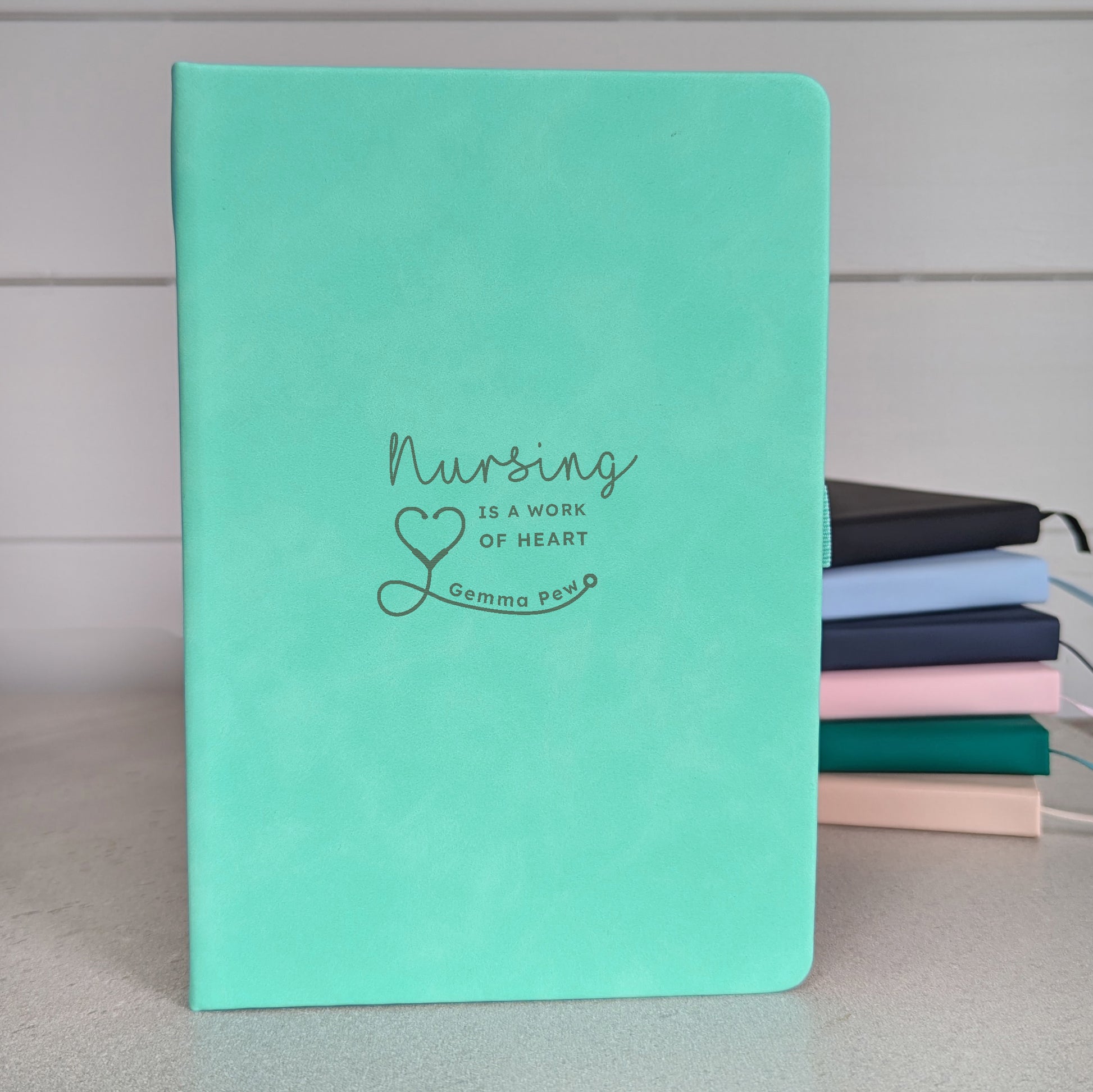 Personalised Nurse Notebook Gift -  Blue-Green-Dark navy blue-Turquoise-Black 