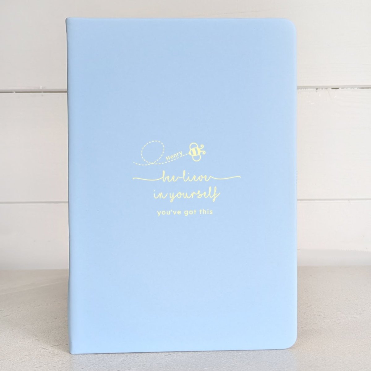 Personalised Bee Notebook and Pen - NBK - 001 - BLU - The Self - care Journal co